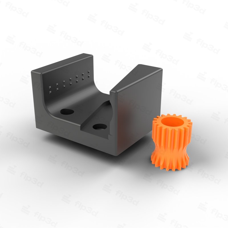 3D printed gravity broom holder housing and roller on a white background